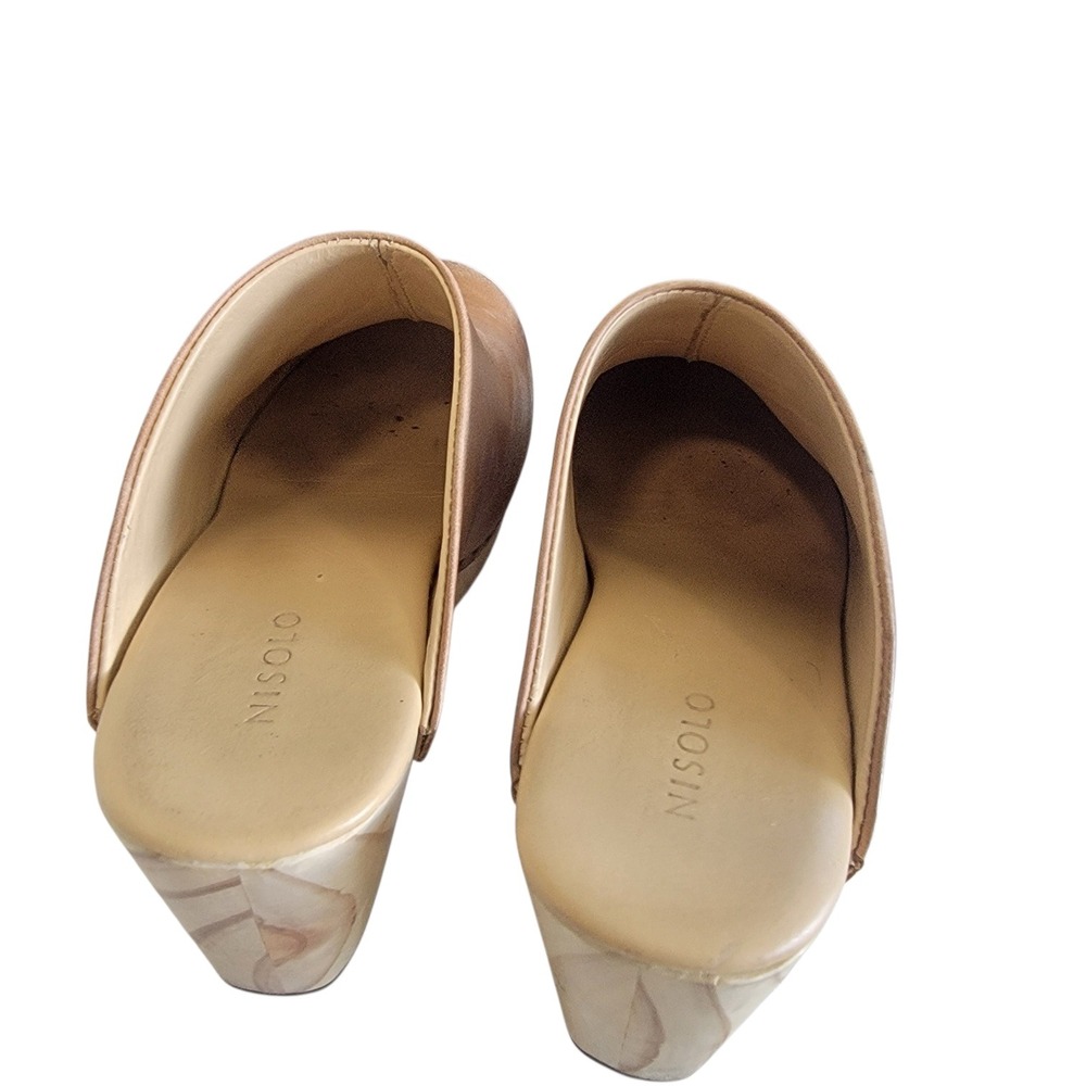 Nisolo Ama Mule Clogs Brandy Tan Leather Wooden Platform Block Heel Womens 6 - Picture 4 of 5